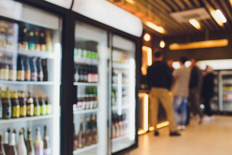Drinks Cooling in Refrigerator at a Pub Drinks Cooling in Refrigerator at a Pub