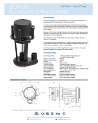 ECY-30 Ice Machine Pump Motor - Datasheet